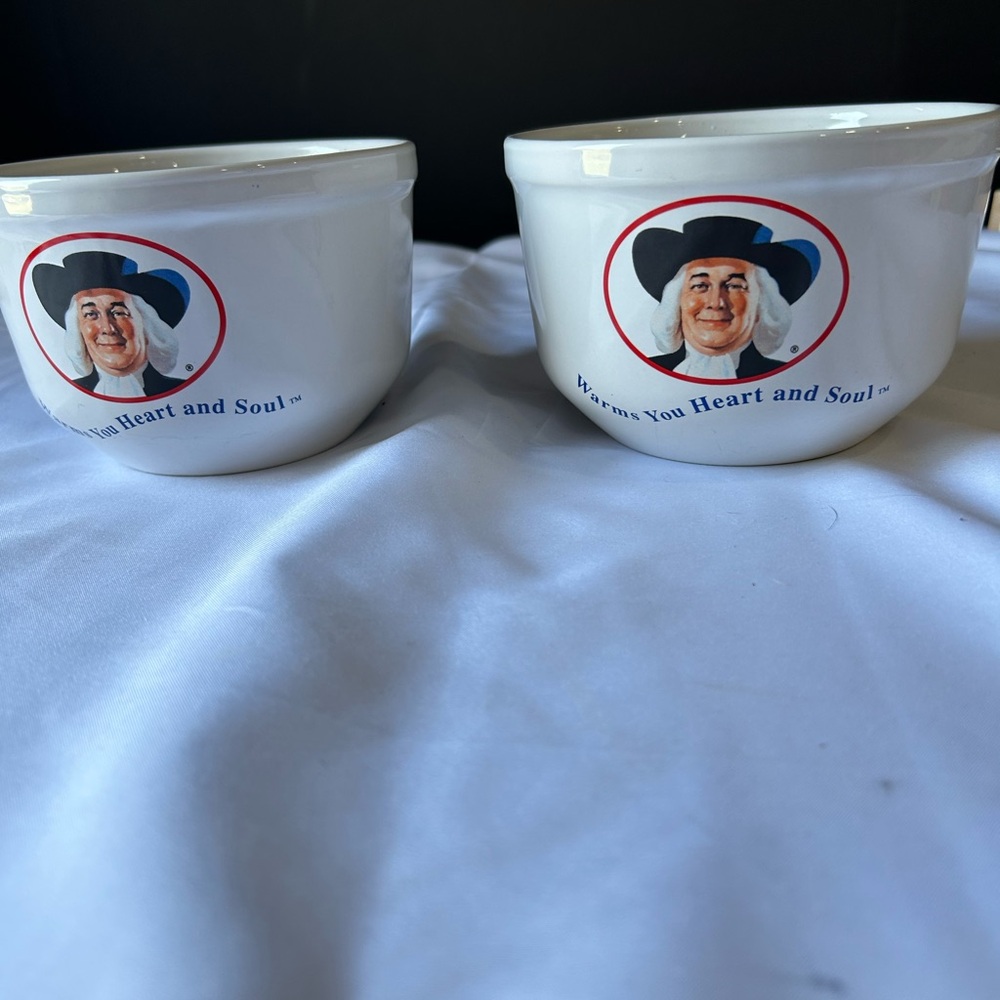 Vintage Ceramic Quaker Oatmeal Bowls From 1999. With Quaker Sagan